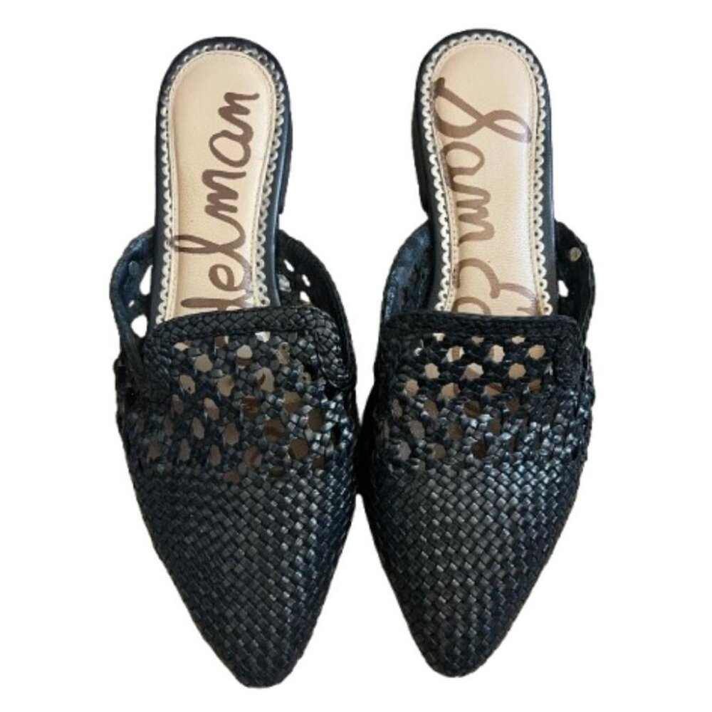 Sam Edelman Clara Black Woven Leather Mules